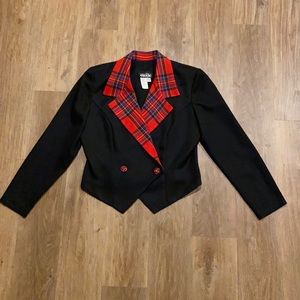 Vintage 80s Etoile Black w/ Red Plaid Blazer